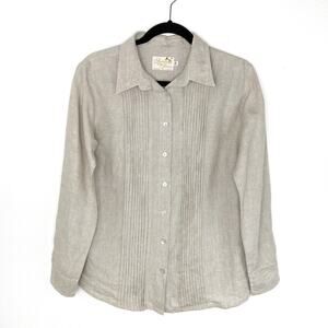 Sartoria Delle Sirene Women's 100% Linen Blouse Top Pintuck Pleats Italy Large